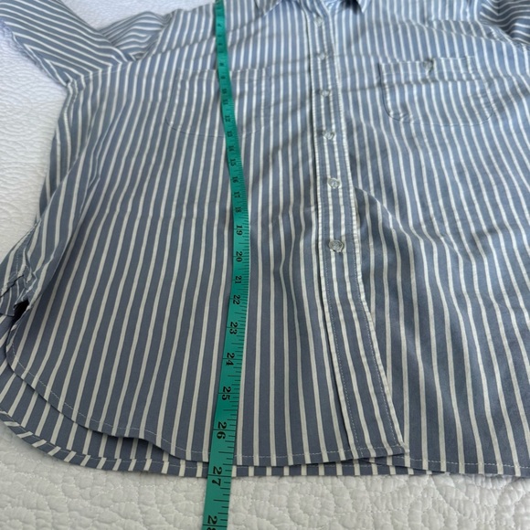 Olsen stripped Gray and White Button Down Shirt with Crisp Cotton Blend - Picture 7 of 8